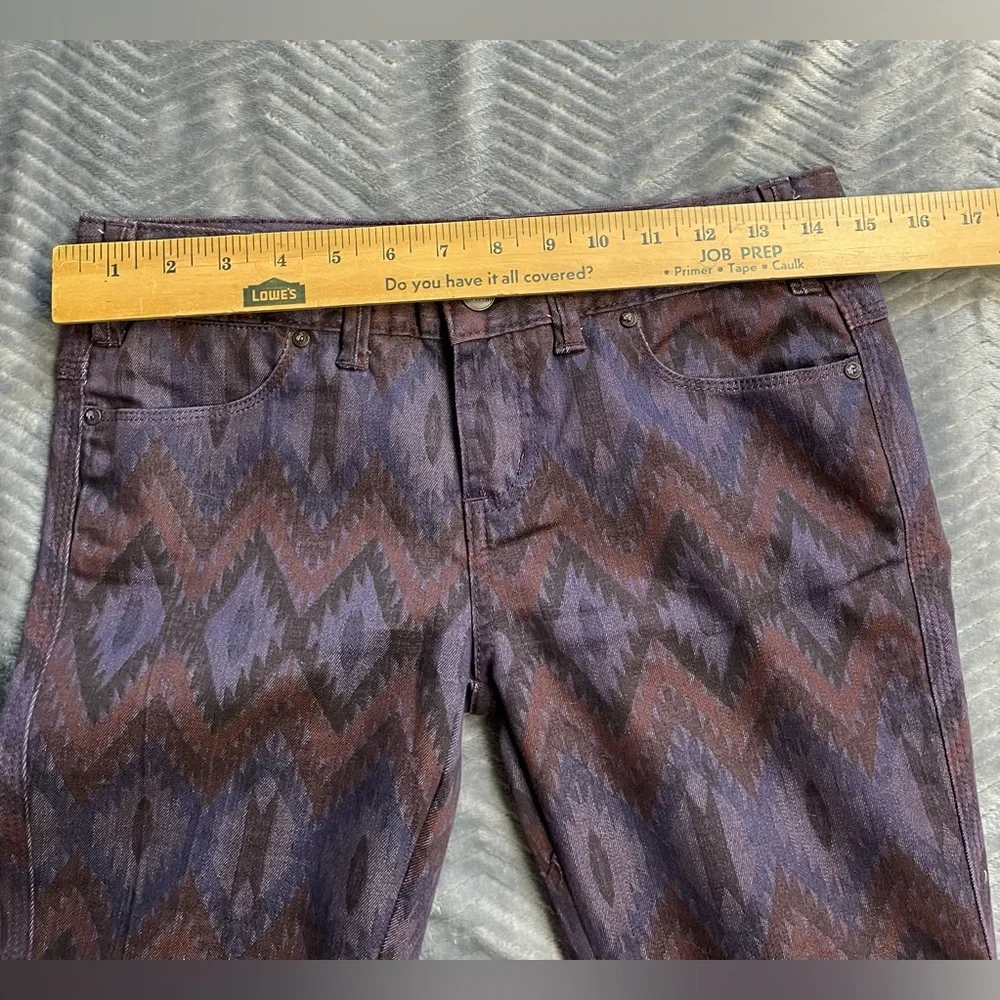 Free People Printed Ikat Aztec Skinny Jeans Deep Plum Combo‎ 26